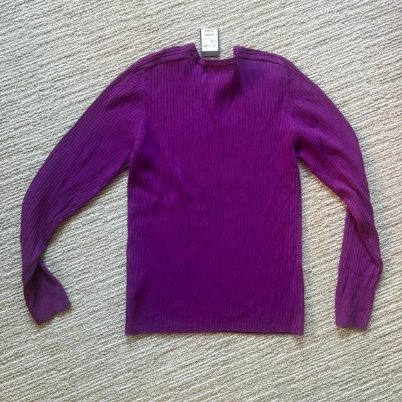 NWT Purple Sweater Ribbed Conwell Crew Neck 100% Cotton Women's XL Slim Fit - Picture 6 of 8